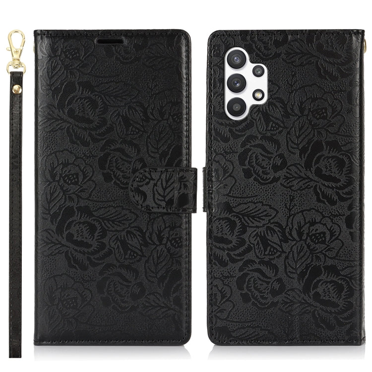 For Samsung Galaxy A32 5G Peony Flowers Imprint Leather Phone Case