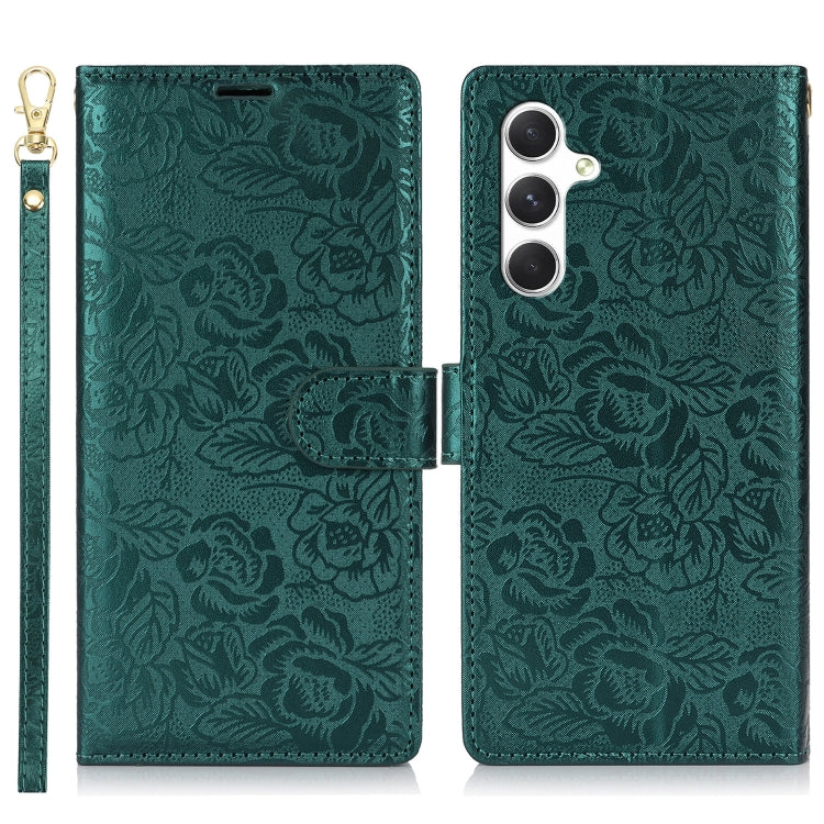 For Samsung Galaxy A35 5G Peony Flowers Imprint Leather Phone Case