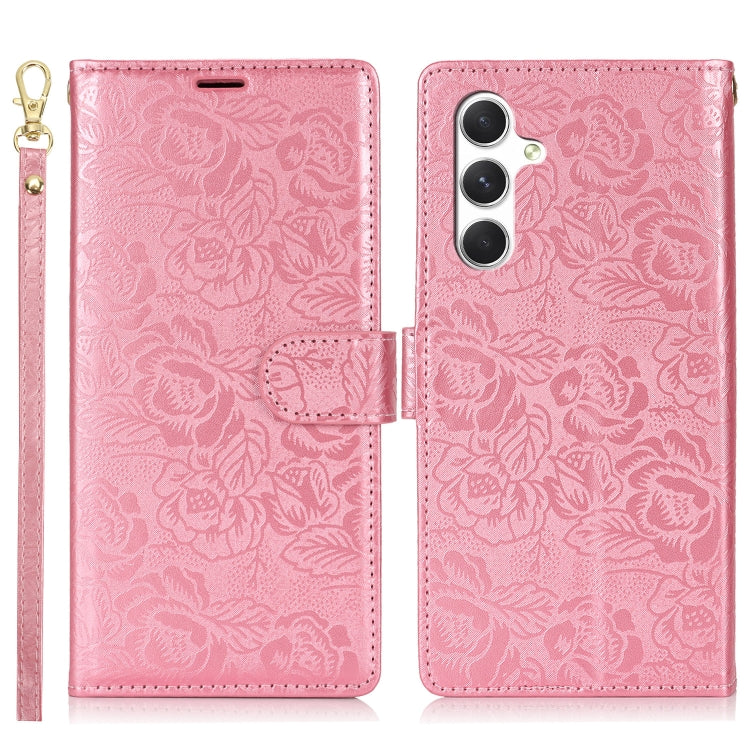 For Samsung Galaxy A35 5G Peony Flowers Imprint Leather Phone Case