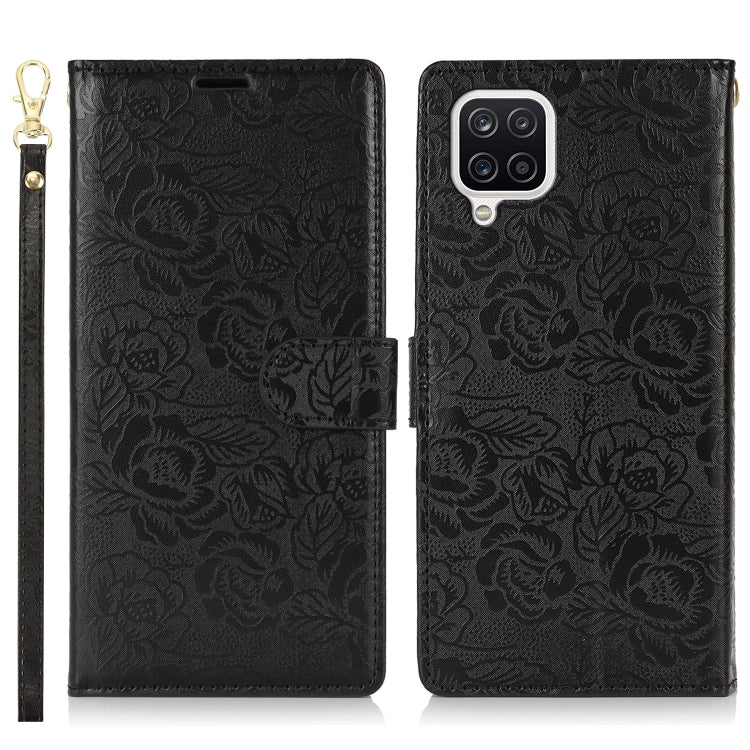 For Samsung Galaxy A42 5G Peony Flowers Imprint Leather Phone Case