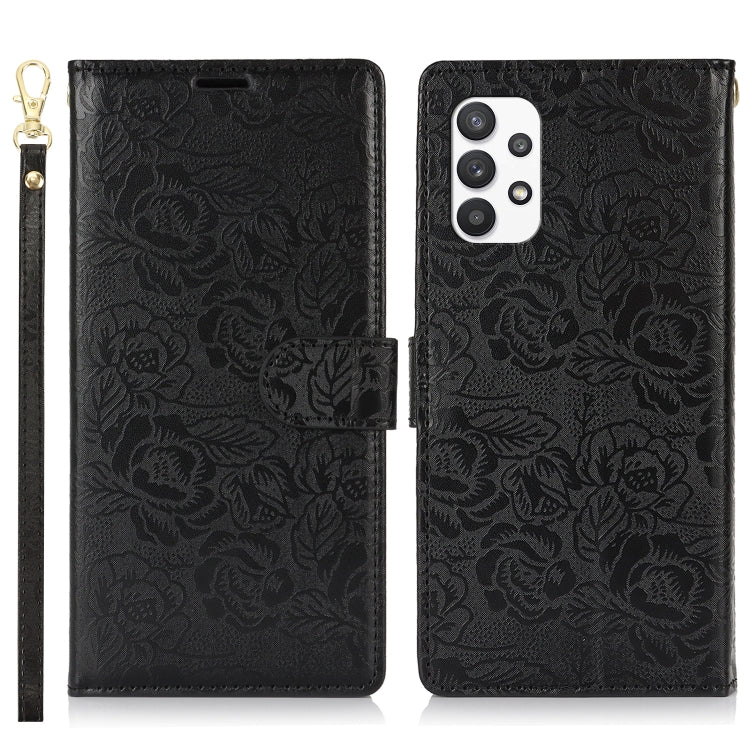 For Samsung Galaxy A32 4G Peony Flowers Imprint Leather Phone Case