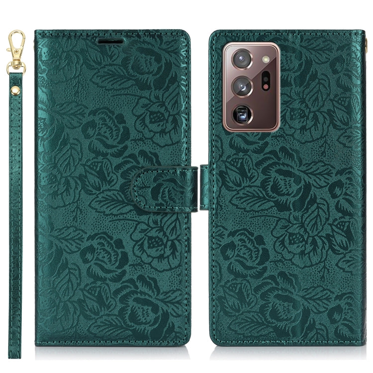 For Samsung Galaxy Note20 Ultra Peony Flowers Imprint Leather Phone Case
