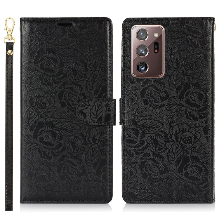 For Samsung Galaxy Note20 Ultra Peony Flowers Imprint Leather Phone Case