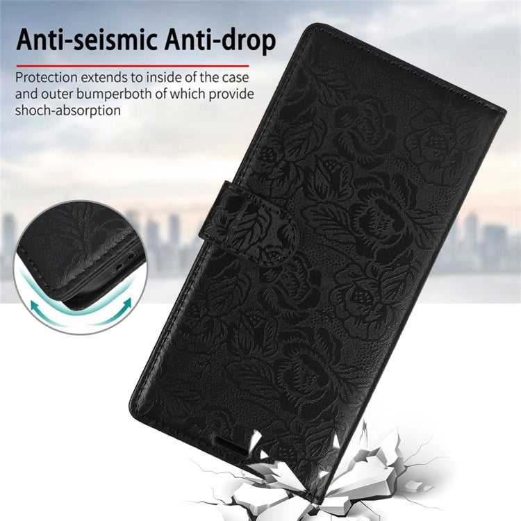 For Samsung Galaxy Note20 Ultra Peony Flowers Imprint Leather Phone Case