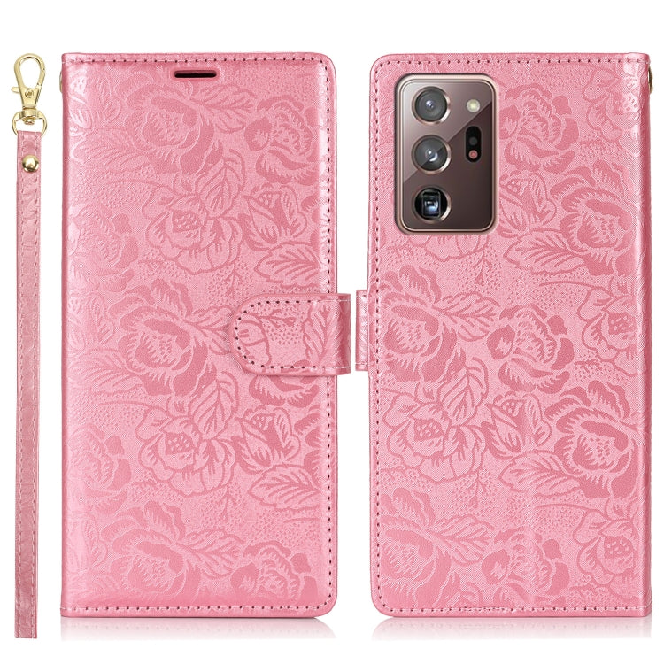 For Samsung Galaxy Note20 Ultra Peony Flowers Imprint Leather Phone Case