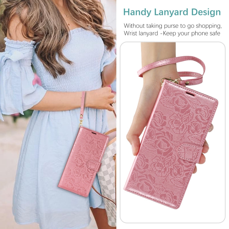 For Samsung Galaxy Note20 Ultra Peony Flowers Imprint Leather Phone Case