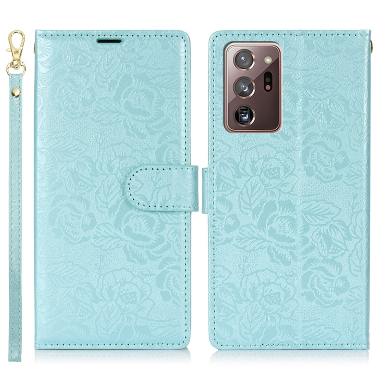 For Samsung Galaxy Note20 Ultra Peony Flowers Imprint Leather Phone Case