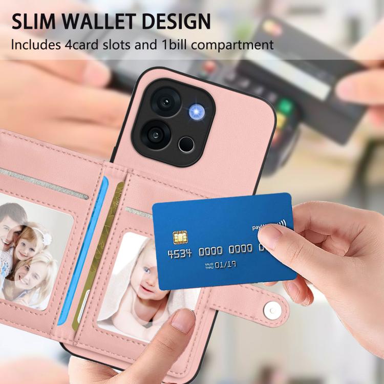 For OnePlus 13T Button Card Bag RFID Anti-theft Phone Case