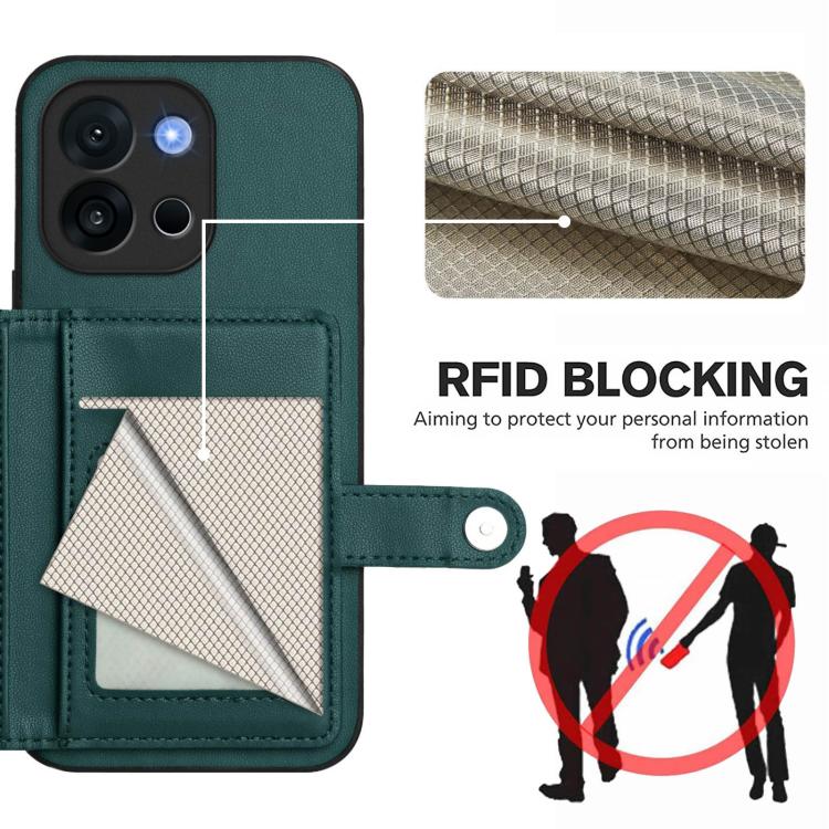 For OnePlus 13T Button Card Bag RFID Anti-theft Phone Case