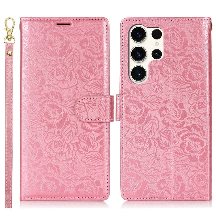 For Samsung Galaxy S25 Ultra 5G Peony Flowers Imprint Leather Phone Case