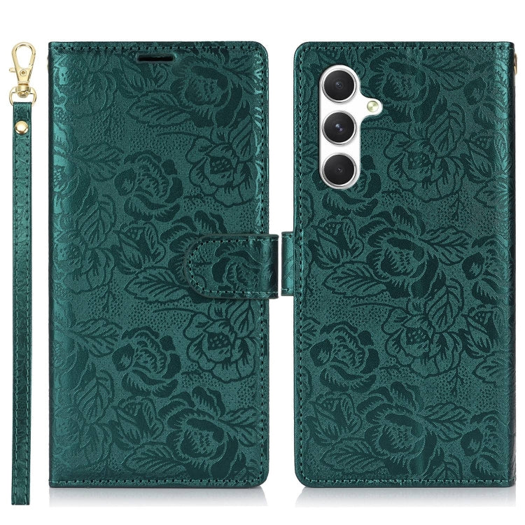 For Samsung Galaxy S23 FE 5G Peony Flowers Imprint Leather Phone Case