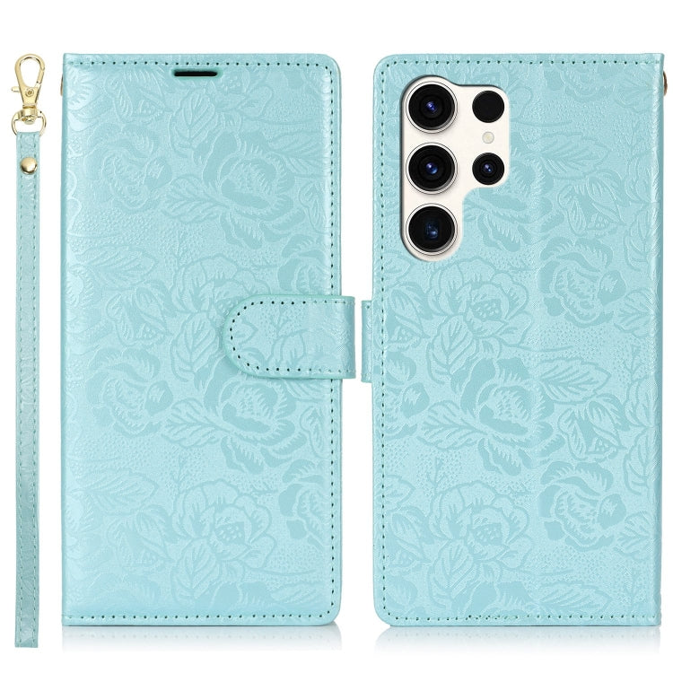 For Samsung Galaxy S24 Ultra 5G Peony Flowers Imprint Leather Phone Case