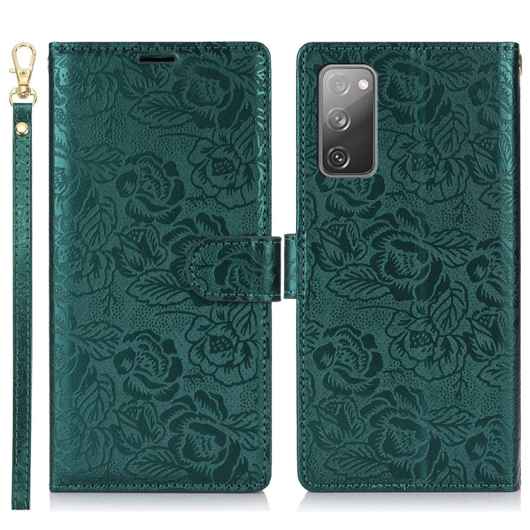 For Samsung Galaxy S20 FE Peony Flowers Imprint Leather Phone Case