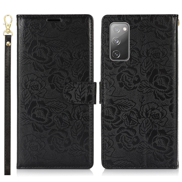 For Samsung Galaxy S20 FE Peony Flowers Imprint Leather Phone Case