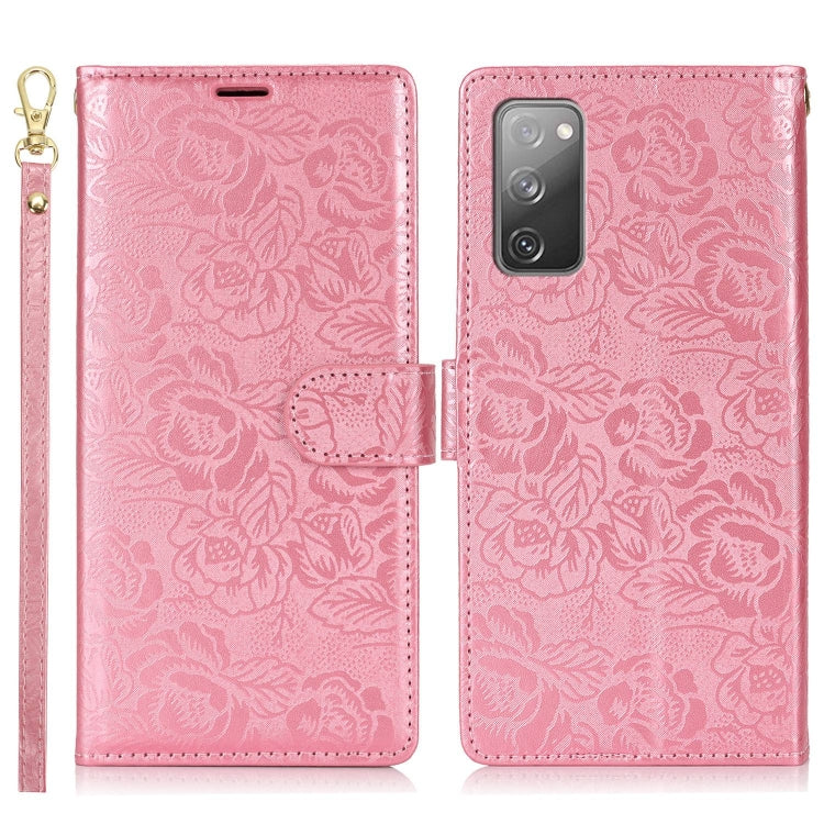 For Samsung Galaxy S20 FE Peony Flowers Imprint Leather Phone Case
