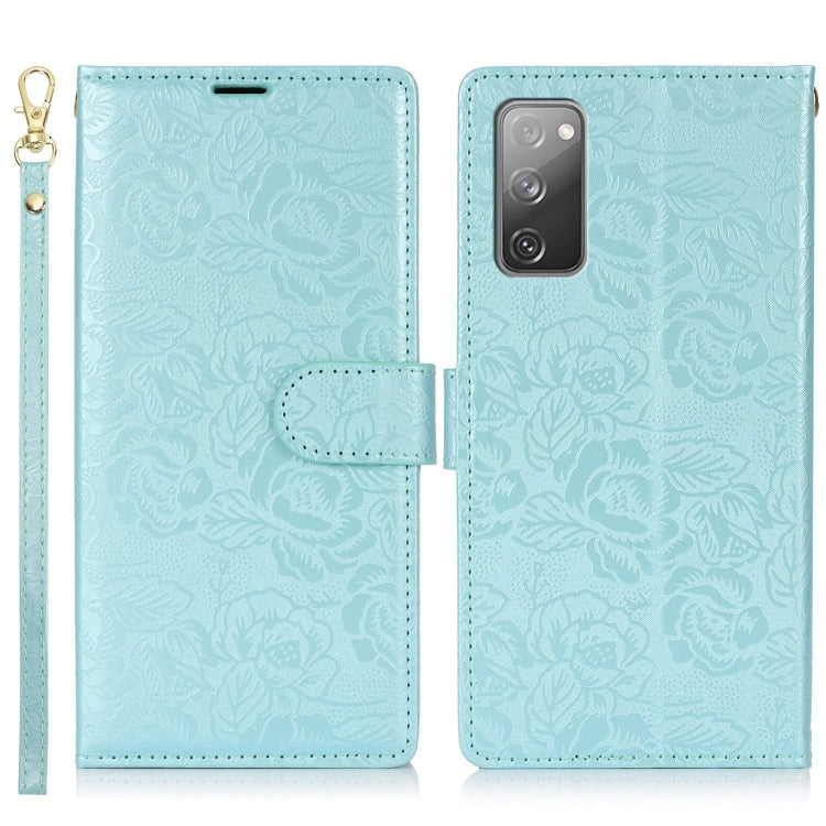 For Samsung Galaxy S20 FE Peony Flowers Imprint Leather Phone Case