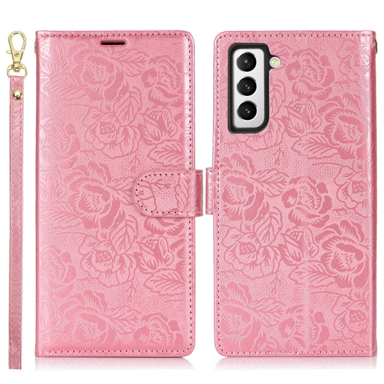 For Samsung Galaxy S22 5G Peony Flowers Imprint Leather Phone Case