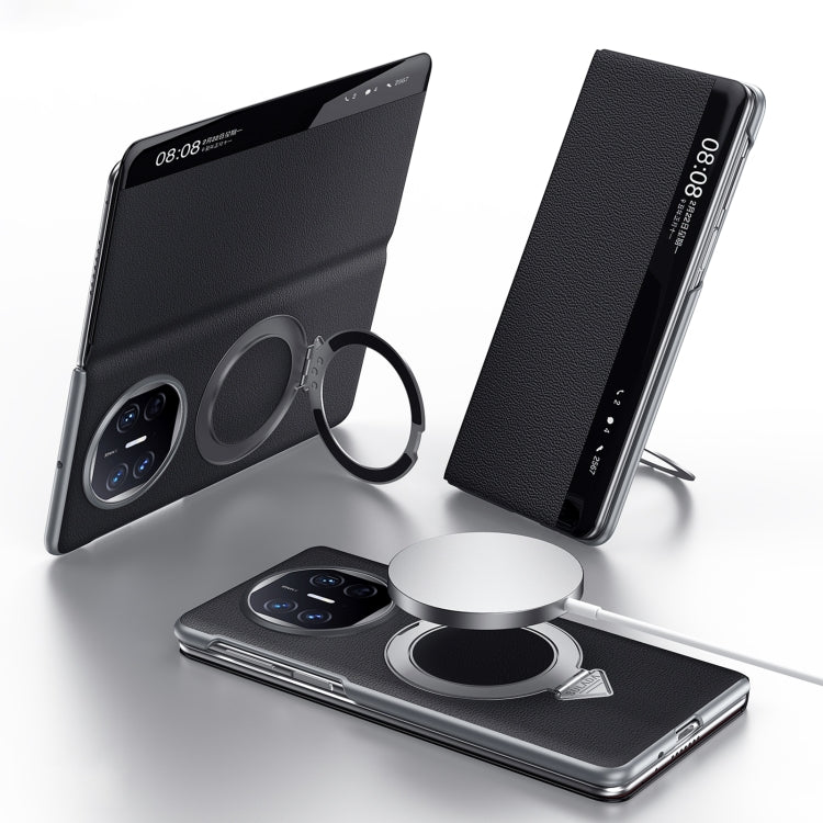 For Huawei Mate X5 / X3 SULADA Smart View Window MagSafe Magnetic Holder Leather Phone Case