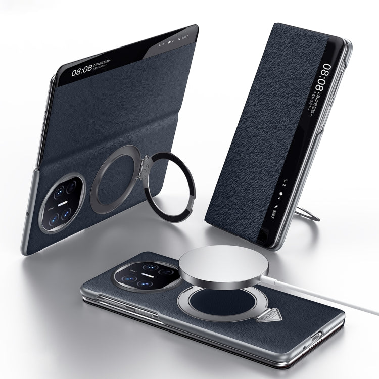 For Huawei Mate X5 / X3 SULADA Smart View Window MagSafe Magnetic Holder Leather Phone Case