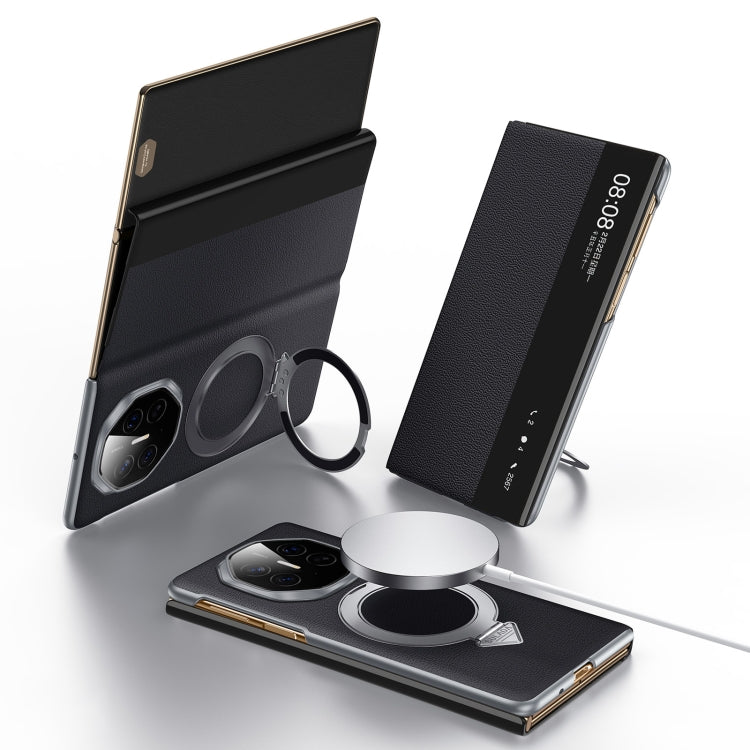 For Huawei Mate XT Ultimate Design SULADA Smart View Window MagSafe Magnetic Holder Leather Phone Case