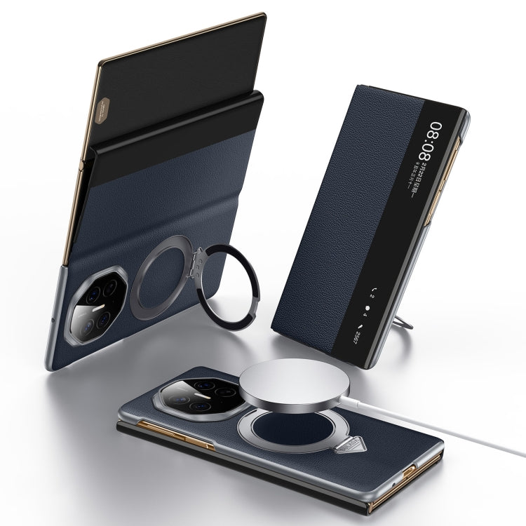 For Huawei Mate XT Ultimate Design SULADA Smart View Window MagSafe Magnetic Holder Leather Phone Case