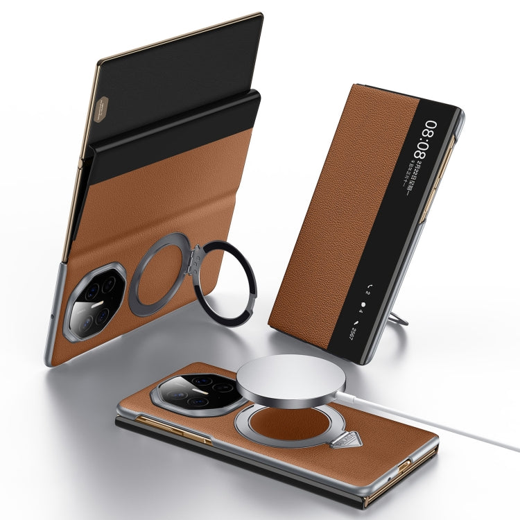 For Huawei Mate XT Ultimate Design SULADA Smart View Window MagSafe Magnetic Holder Leather Phone Case