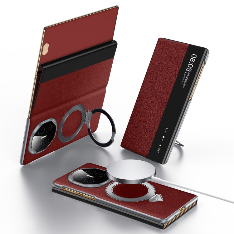 For Huawei Mate XT Ultimate Design SULADA Smart View Window MagSafe Magnetic Holder Leather Phone Case