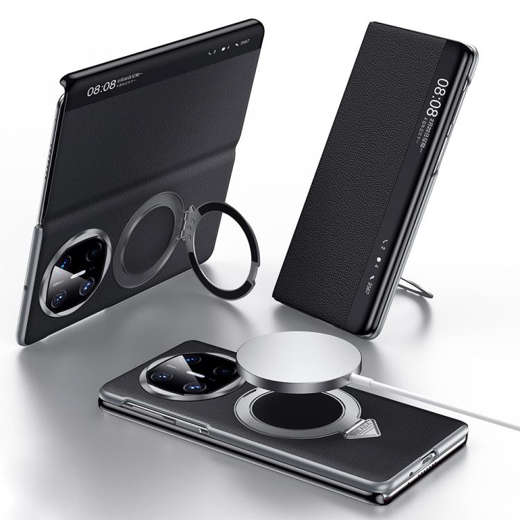 For Huawei Mate X6 SULADA Smart View Window MagSafe Magnetic Holder Leather Phone Case