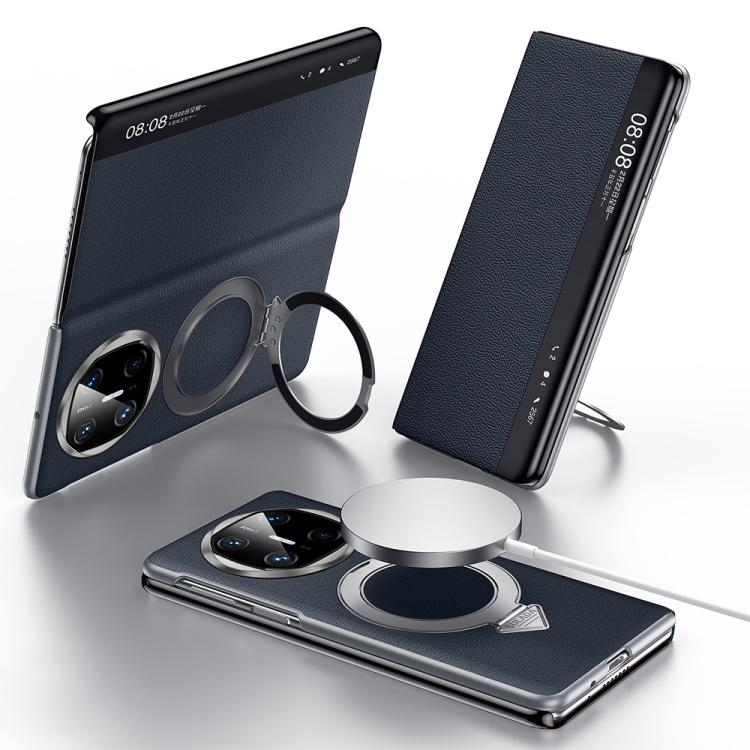 For Huawei Mate X6 SULADA Smart View Window MagSafe Magnetic Holder Leather Phone Case