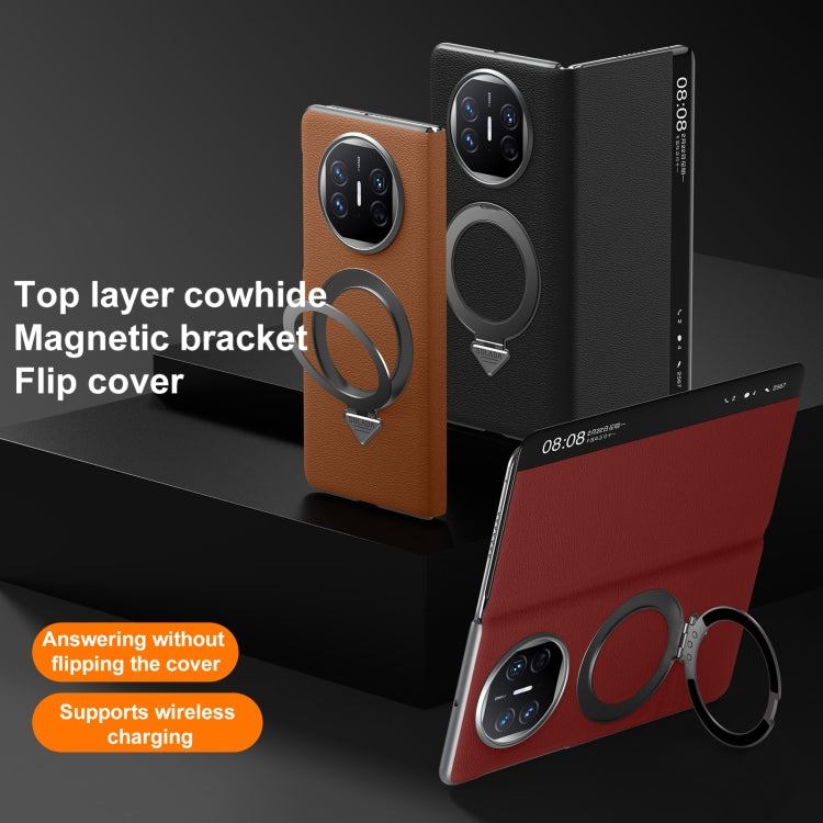 For Huawei Mate X5 / X3 SULADA Smart View Window MagSafe Magnetic Holder Leather Phone Case