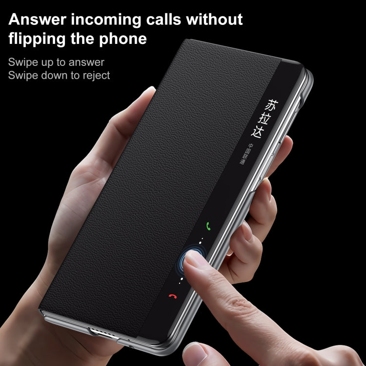 For Huawei Mate X6 SULADA Smart View Window MagSafe Magnetic Holder Leather Phone Case