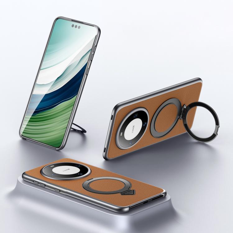 For Huawei Mate 60 Pro / Mate 60 Pro+ SULADA Top Grain Leather MagSafe Magnetic Holder Phone Case
