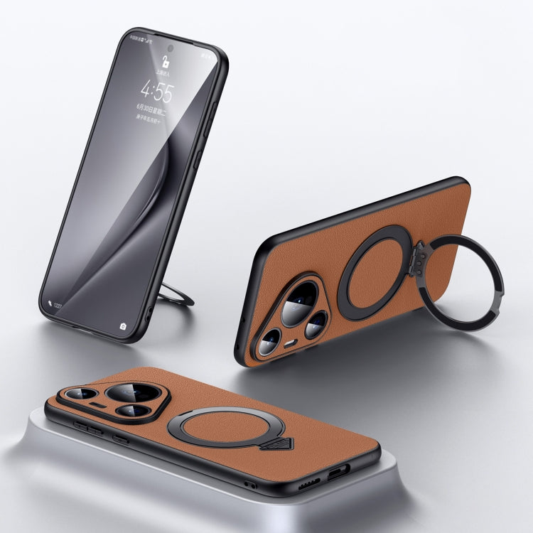 For Huawei Pura 70 Pro / 70 Pro+ SULADA Top Grain Leather MagSafe Magnetic Holder Phone Case