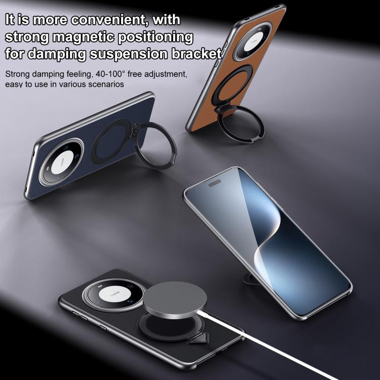 For Huawei Mate 60 SULADA Top Grain Leather MagSafe Magnetic Holder Phone Case