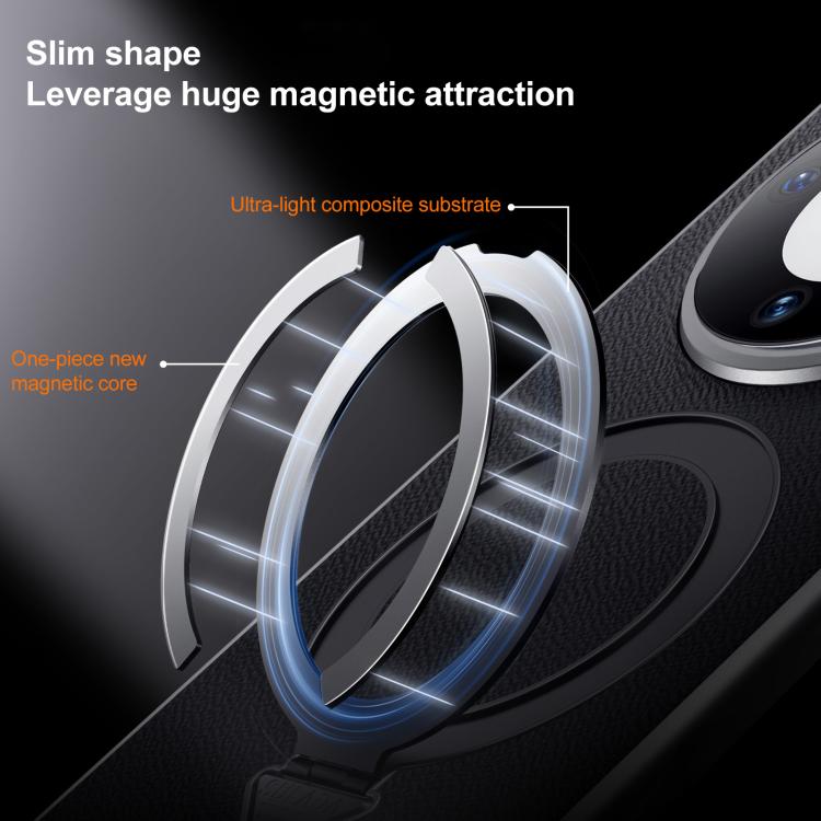 For Huawei Mate 60 SULADA Top Grain Leather MagSafe Magnetic Holder Phone Case