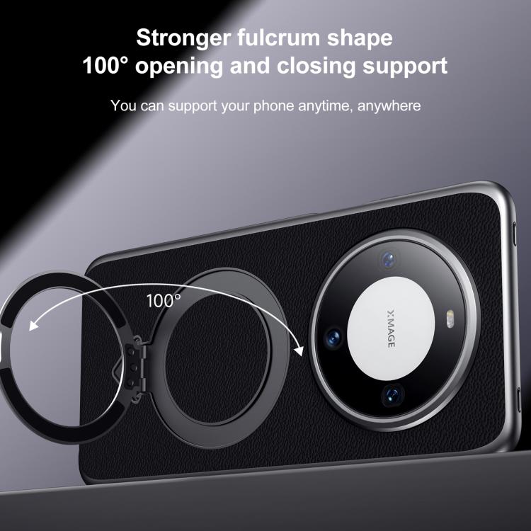 For Huawei Pura 70 SULADA Top Grain Leather MagSafe Magnetic Holder Phone Case