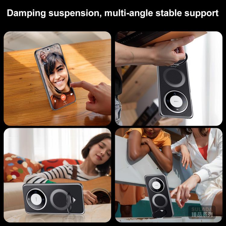 For Huawei Mate 60 Pro / Mate 60 Pro+ SULADA Top Grain Leather MagSafe Magnetic Holder Phone Case