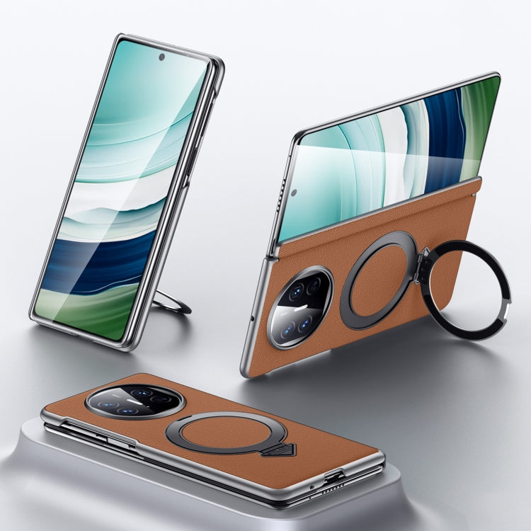 For Huawei Mate X5 / X3 SULADA Top Grain Leather MagSafe Magnetic Holder Phone Case