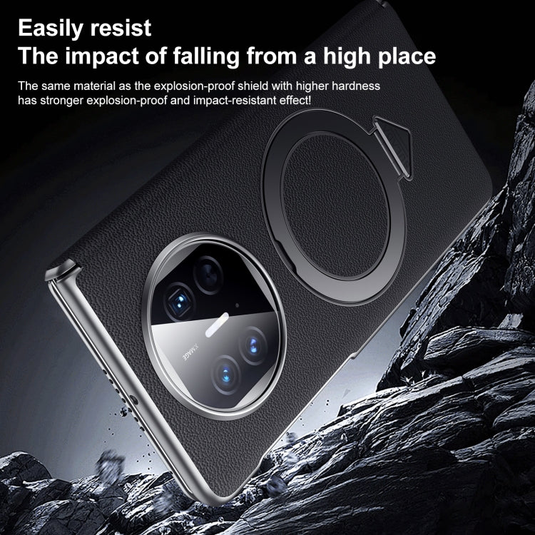 For Huawei Mate X5 / X3 SULADA Top Grain Leather MagSafe Magnetic Holder Phone Case