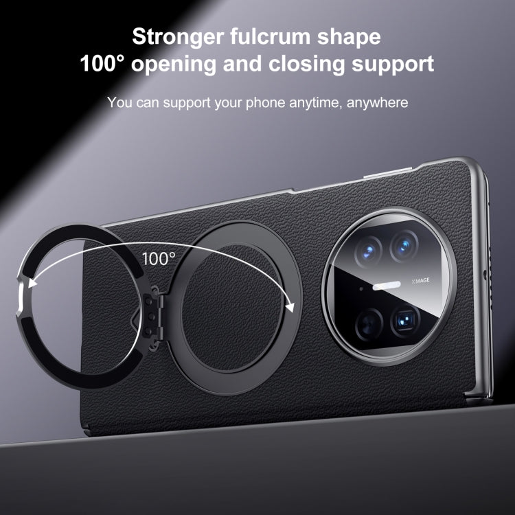 For Huawei Mate X5 / X3 SULADA Top Grain Leather MagSafe Magnetic Holder Phone Case