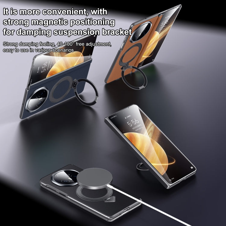 For Honor Magic V3 SULADA Top Grain Leather MagSafe Magnetic Holder Phone Case