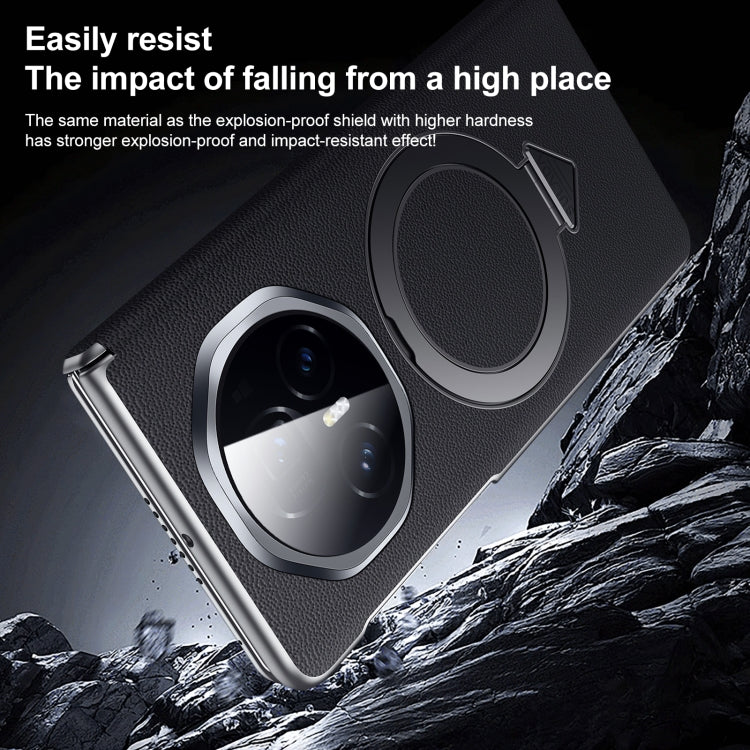 For Honor Magic V3 SULADA Top Grain Leather MagSafe Magnetic Holder Phone Case