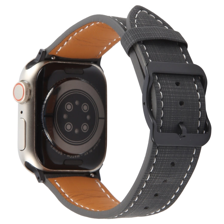 For Apple Watch 46mm / 49mm / 45mm / 44mm Plaid Buckle Microfiber Leather Watch Band
