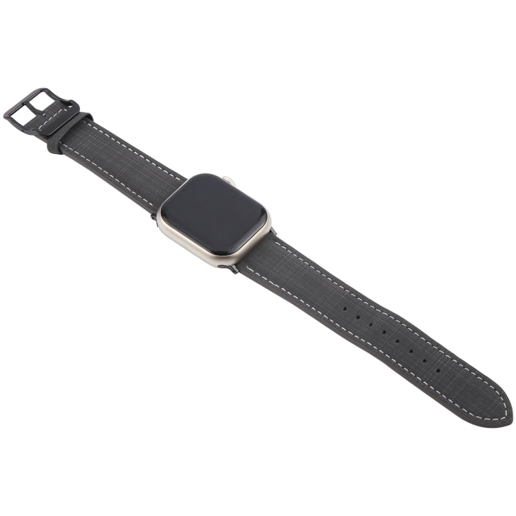 For Apple Watch 46mm / 49mm / 45mm / 44mm Plaid Buckle Microfiber Leather Watch Band
