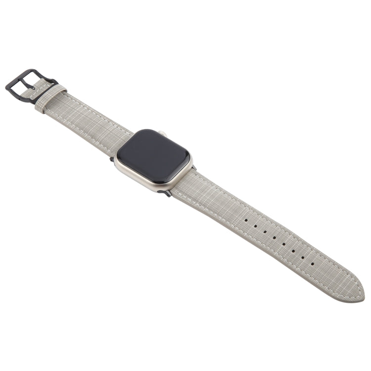 For Apple Watch 46mm / 49mm / 45mm / 44mm Plaid Buckle Microfiber Leather Watch Band