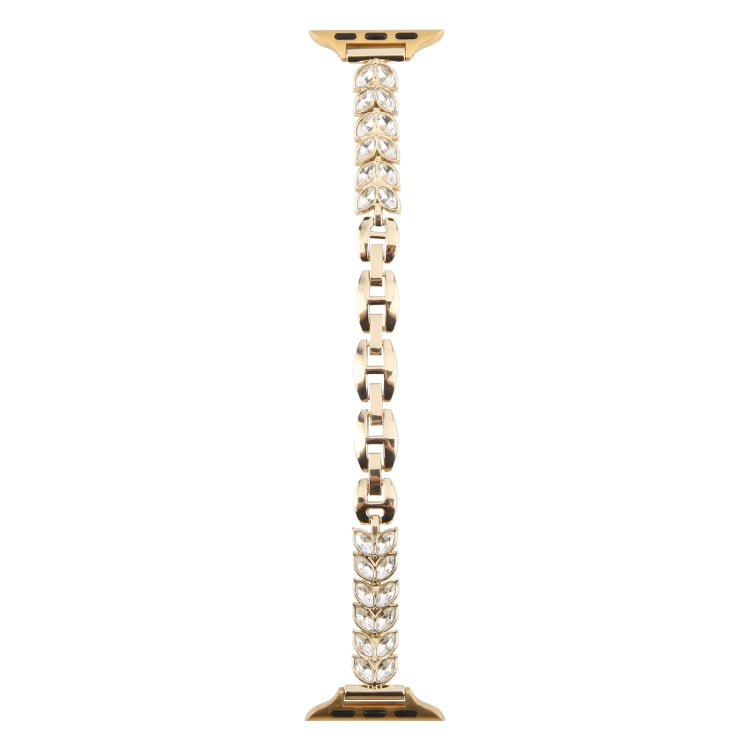 For Apple Watch 46mm / 49mm / 45mm / 44mm Quick Release Leaf Diamond Alloy Slim Watch Band