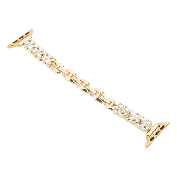 For Apple Watch 46mm / 49mm / 45mm / 44mm Quick Release Leaf Diamond Alloy Slim Watch Band