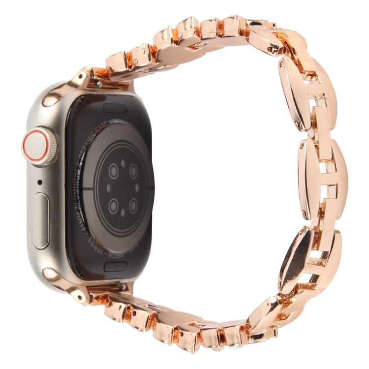 For Apple Watch 46mm / 49mm / 45mm / 44mm Quick Release Leaf Diamond Alloy Slim Watch Band