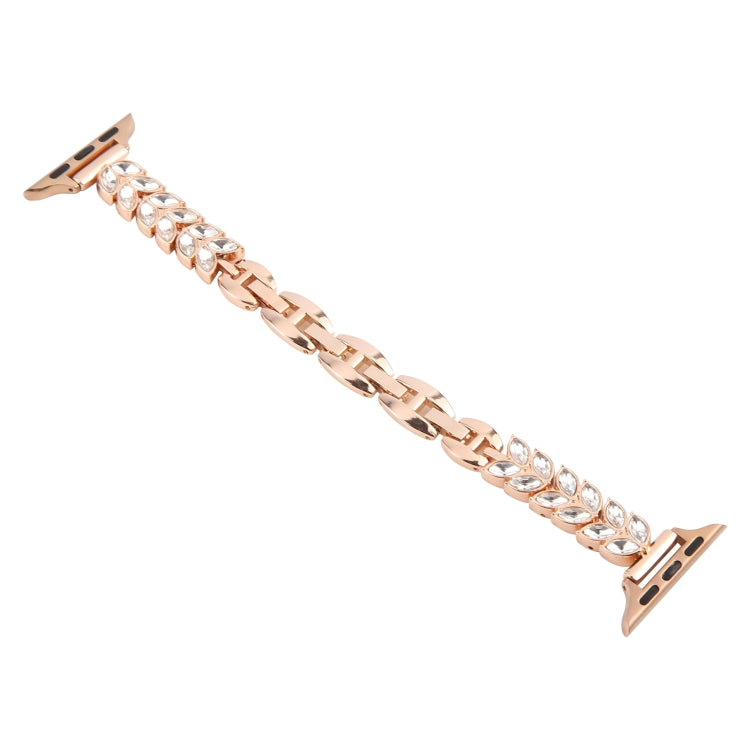 For Apple Watch 46mm / 49mm / 45mm / 44mm Quick Release Leaf Diamond Alloy Slim Watch Band
