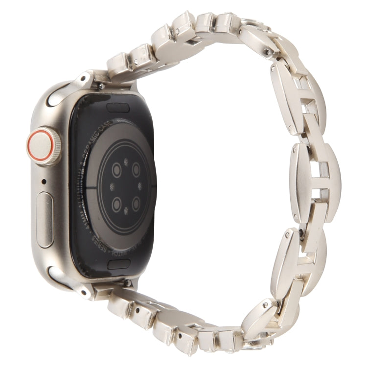 For Apple Watch 46mm / 49mm / 45mm / 44mm Quick Release Leaf Diamond Alloy Slim Watch Band